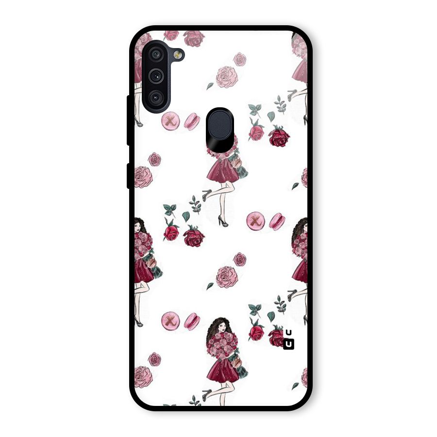Girl With Flowers Glass Back Case for Galaxy M11