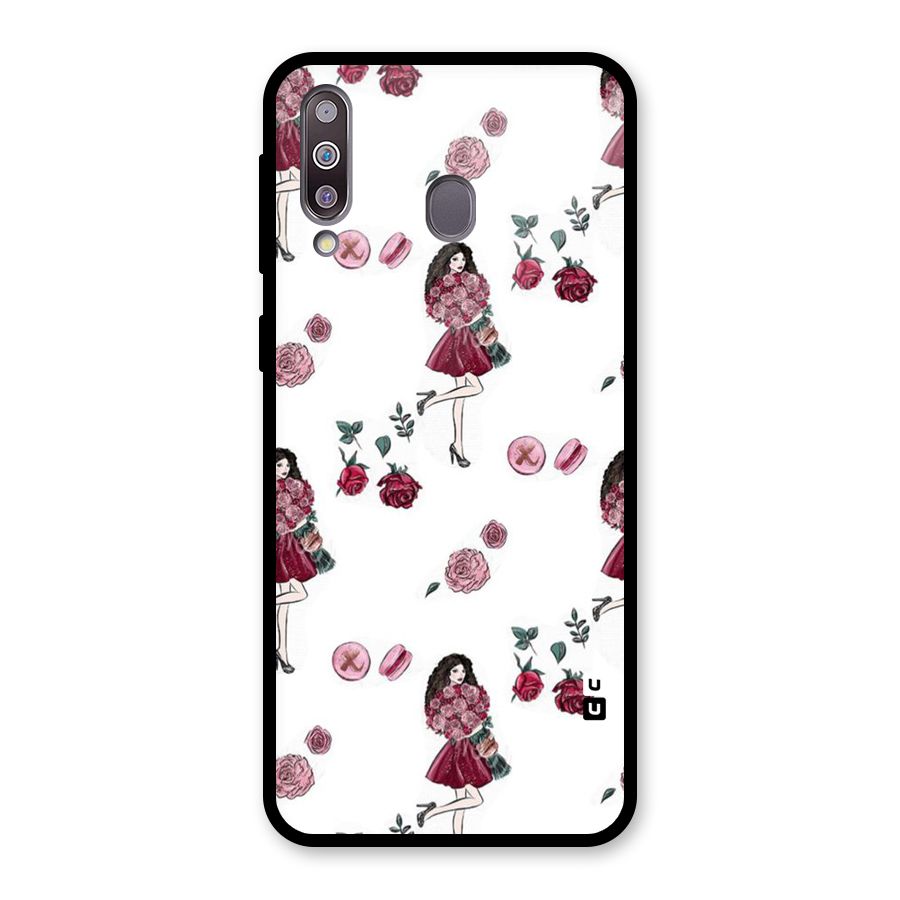 Girl With Flowers Glass Back Case for Galaxy M30