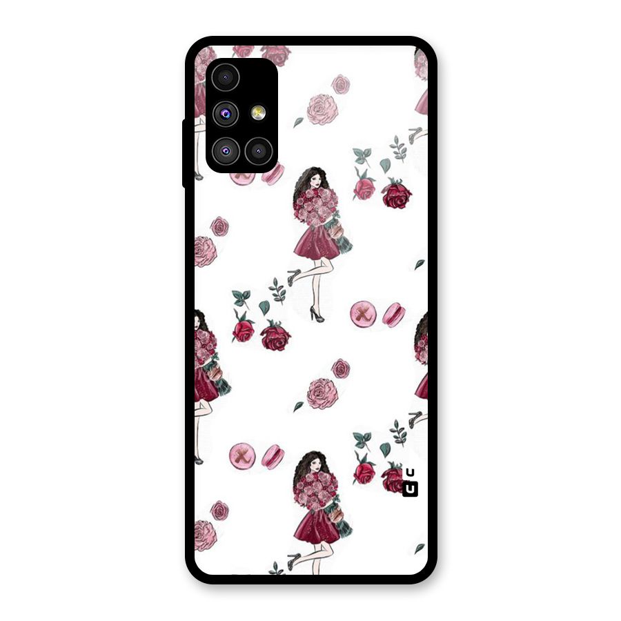 Girl With Flowers Glass Back Case for Galaxy M51