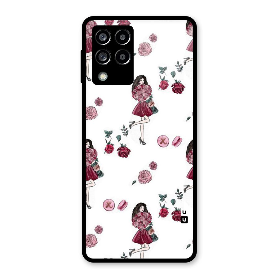 Girl With Flowers Glass Back Case for Galaxy M53 5G