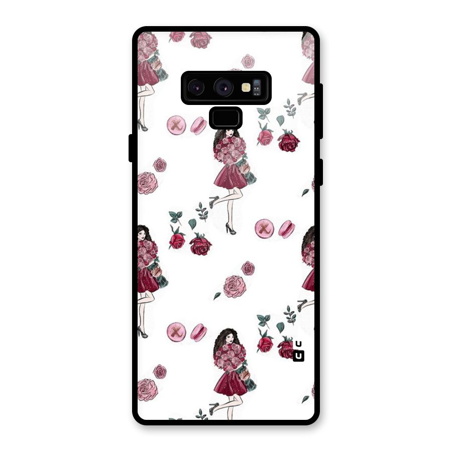 Girl With Flowers Glass Back Case for Galaxy Note 9