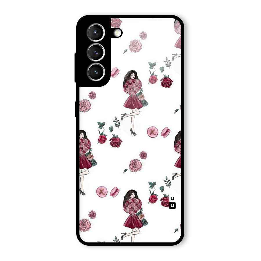 Girl With Flowers Glass Back Case for Galaxy S21 5G