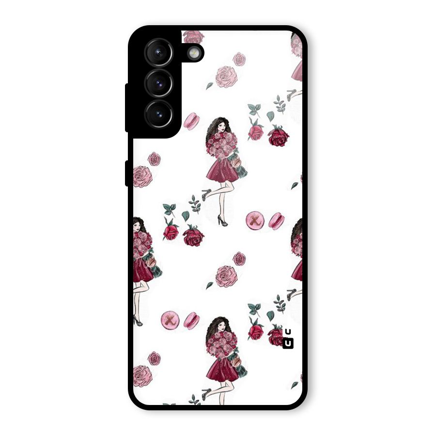 Girl With Flowers Glass Back Case for Galaxy S21 Plus