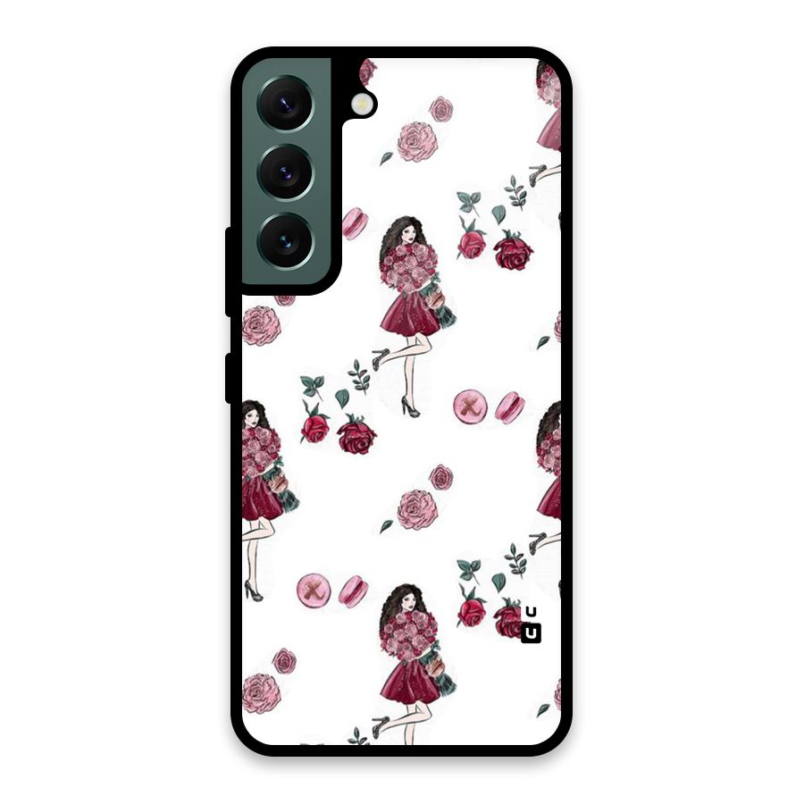 Girl With Flowers Glass Back Case for Galaxy S22 5G