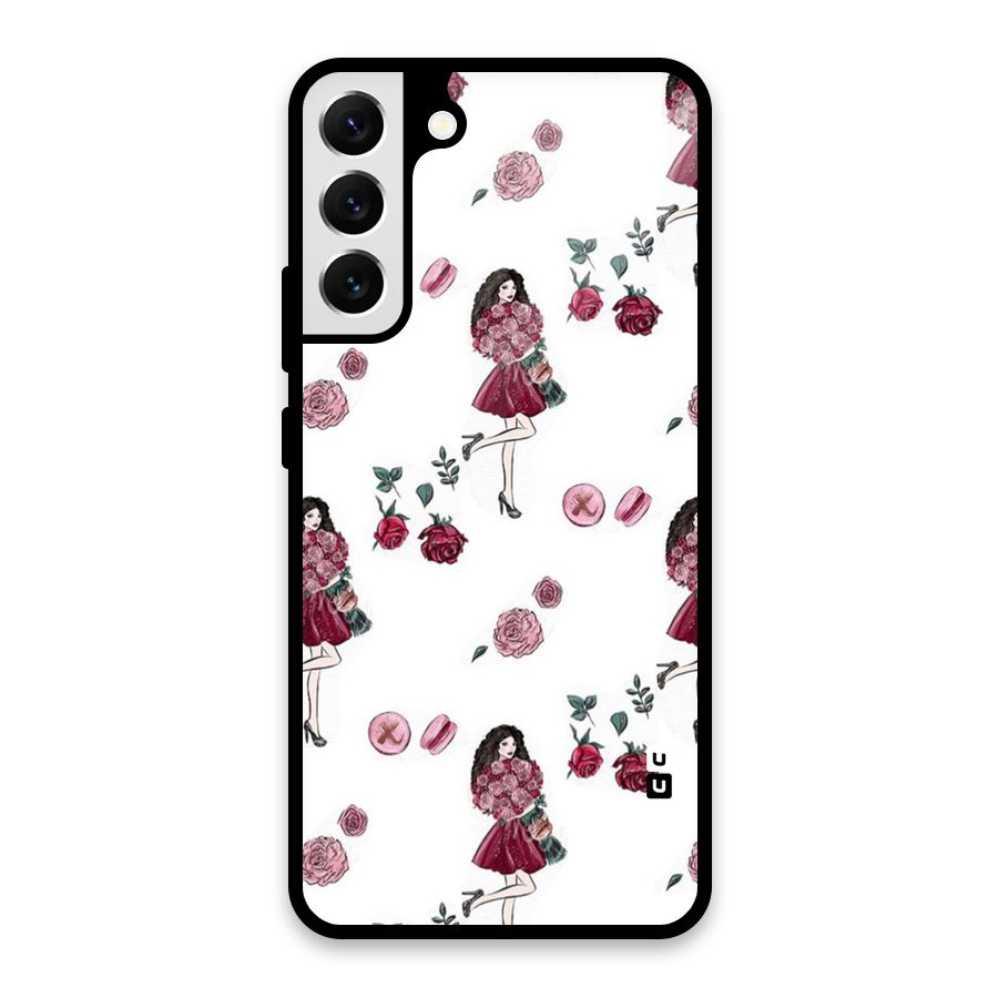 Girl With Flowers Glass Back Case for Galaxy S22 Plus 5G