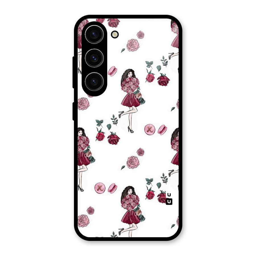 Girl With Flowers Glass Back Case for Galaxy S23