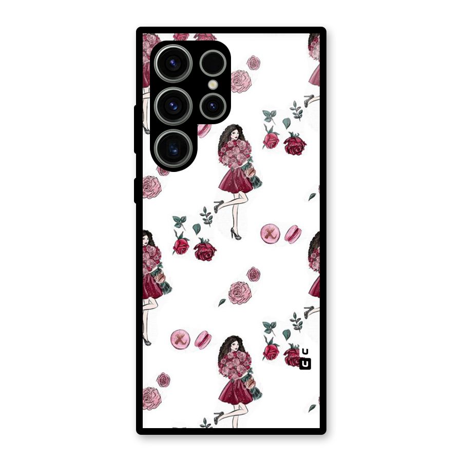 Girl With Flowers Glass Back Case for Galaxy S23 Ultra