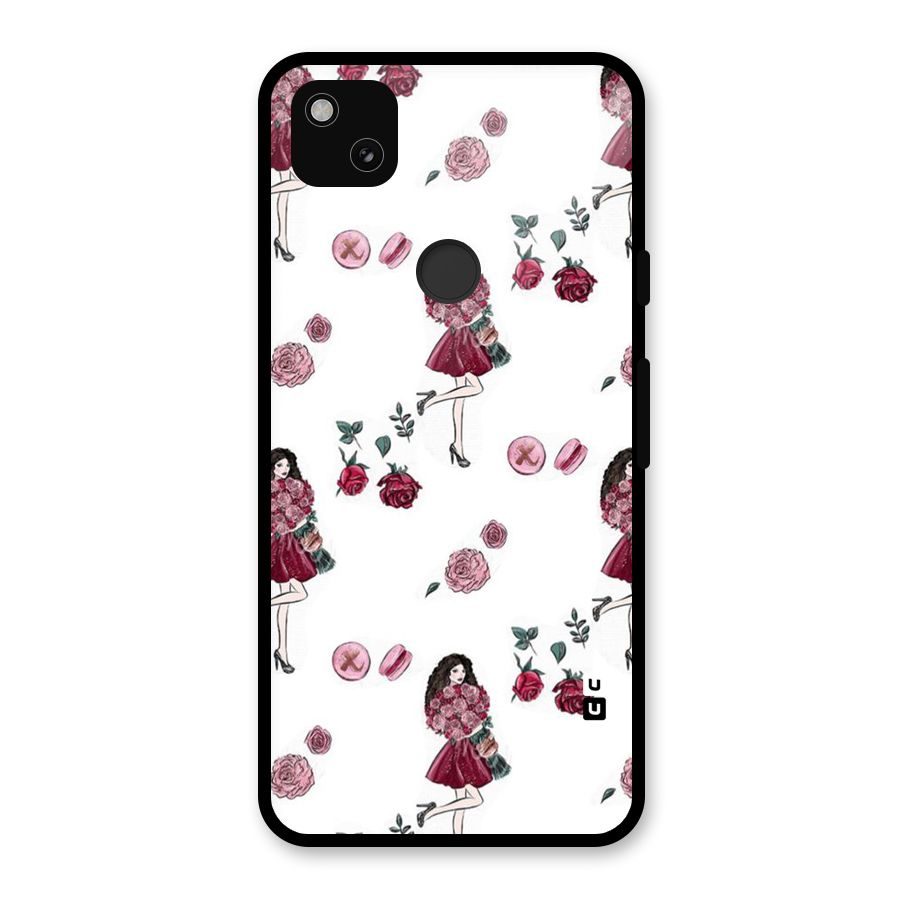 Girl With Flowers Glass Back Case for Google Pixel 4a