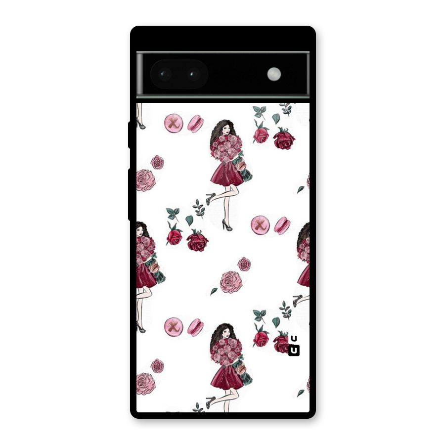 Girl With Flowers Glass Back Case for Google Pixel 6a