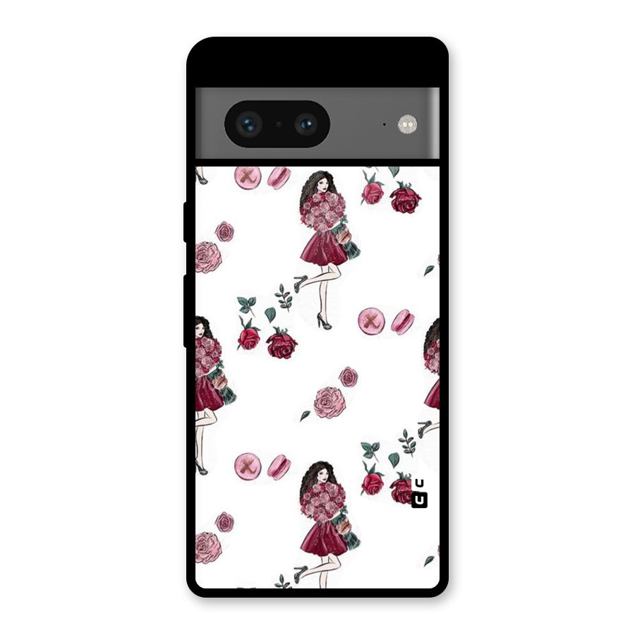 Girl With Flowers Glass Back Case for Google Pixel 7