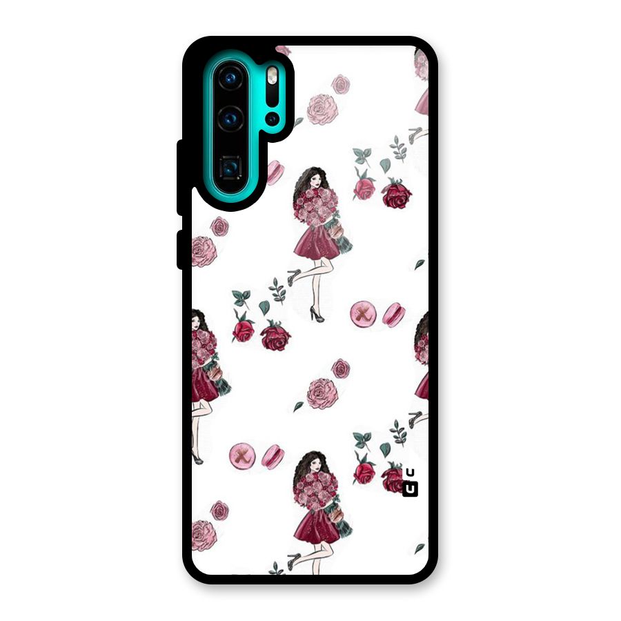 Girl With Flowers Glass Back Case for Huawei P30 Pro