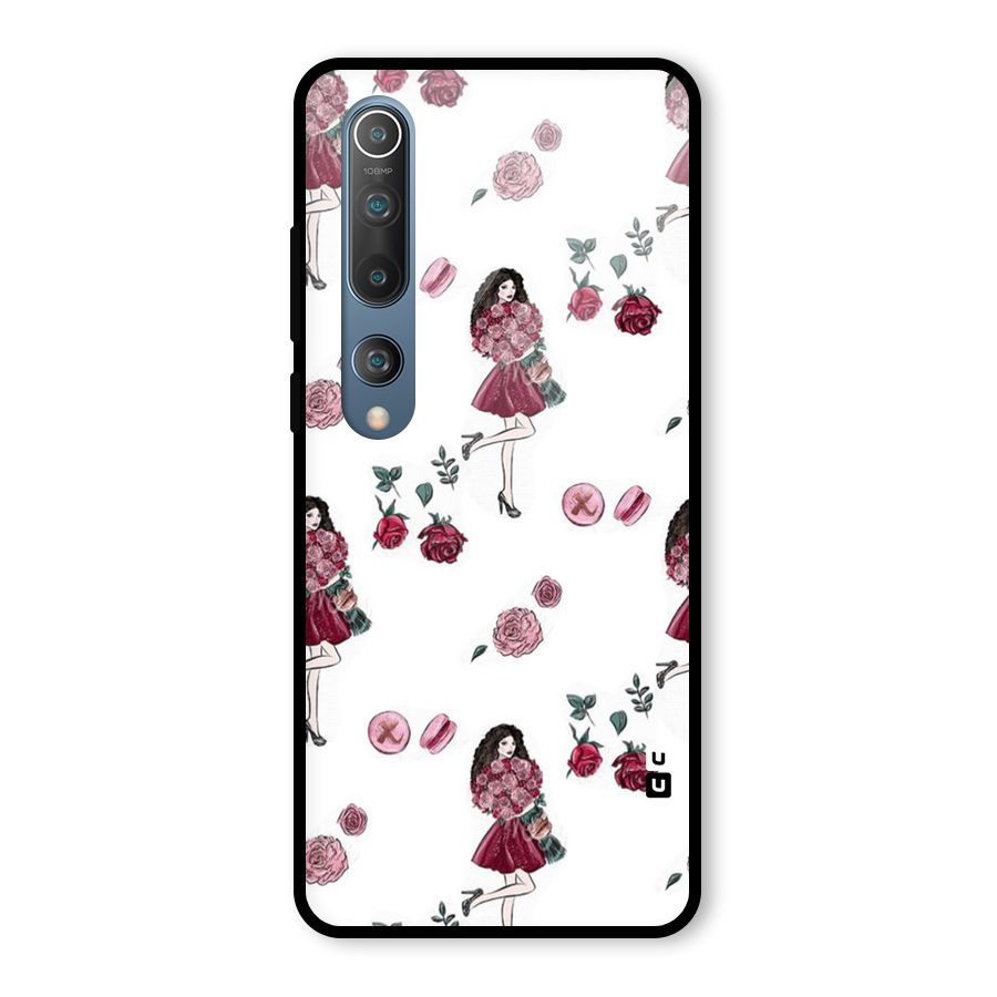 Girl With Flowers Glass Back Case for Mi 10