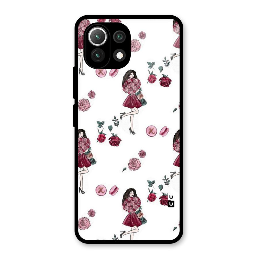 Girl With Flowers Glass Back Case for Mi 11 Lite NE 5G