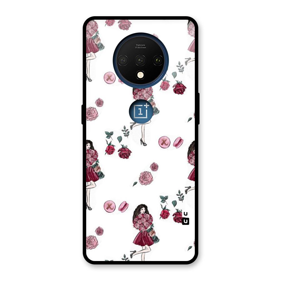 Girl With Flowers Glass Back Case for OnePlus 7T