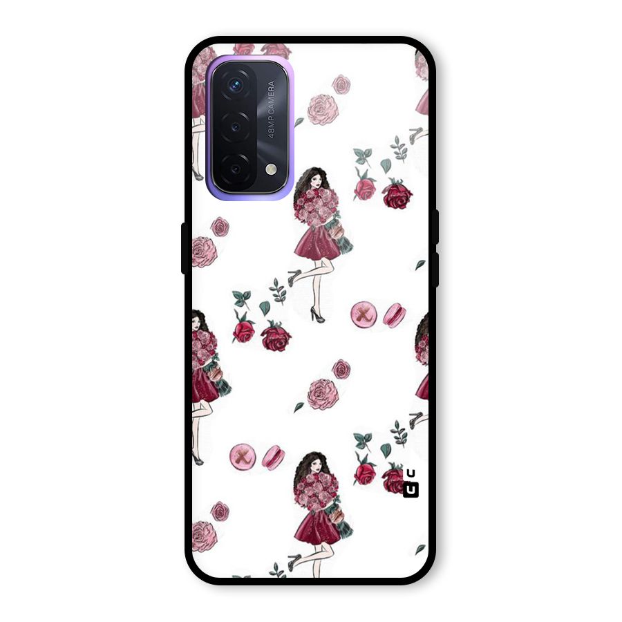 Girl With Flowers Glass Back Case for Oppo A74 5G