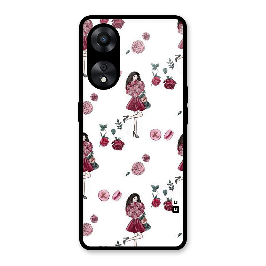 Girl With Flowers Glass Back Case for Oppo A78