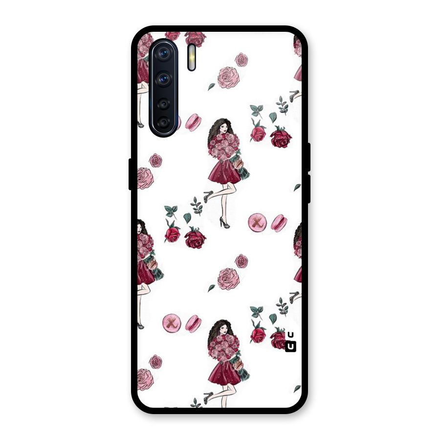 Girl With Flowers Glass Back Case for Oppo F15