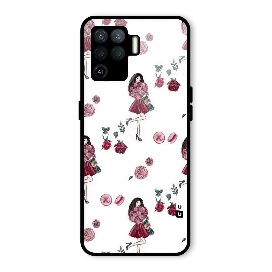 Girl With Flowers Glass Back Case for Oppo F19 Pro