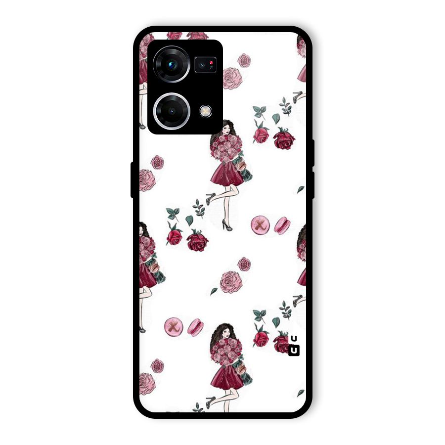 Girl With Flowers Glass Back Case for Oppo F21s Pro 4G