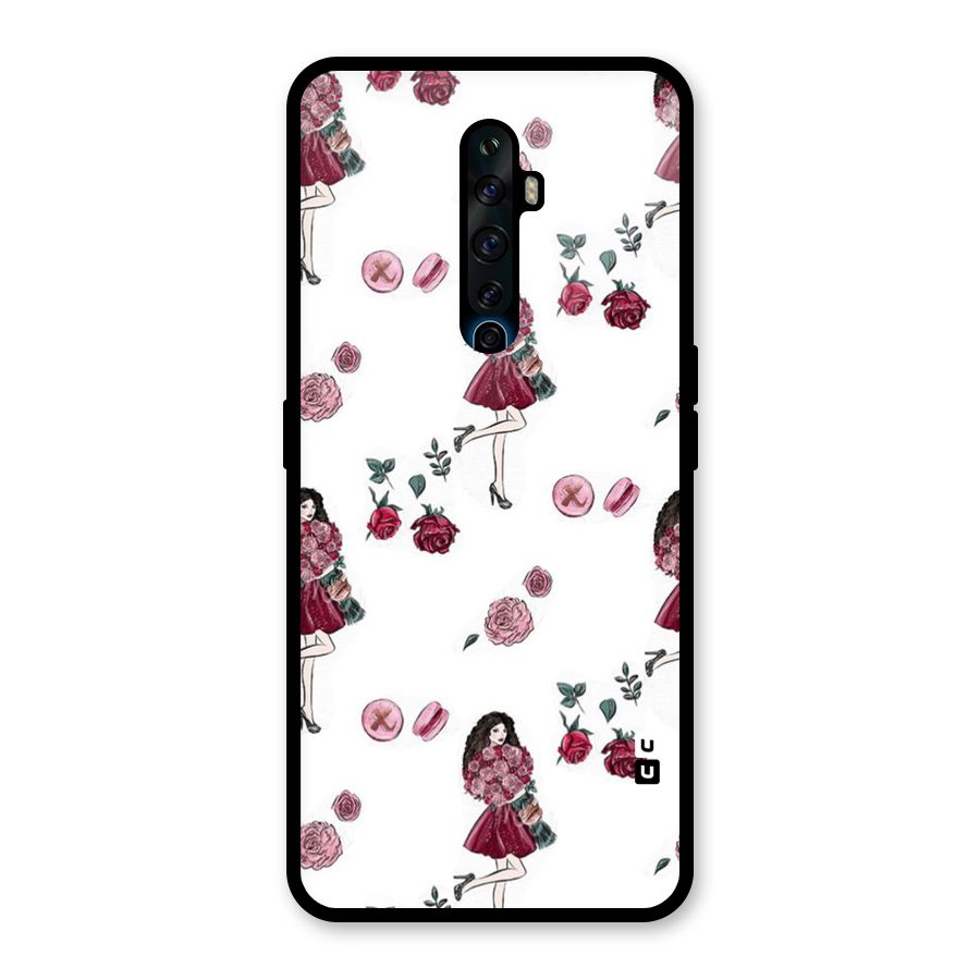 Girl With Flowers Glass Back Case for Oppo Reno2 F