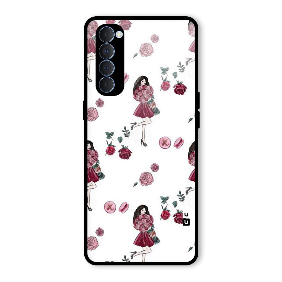 Girl With Flowers Glass Back Case for Oppo Reno4 Pro