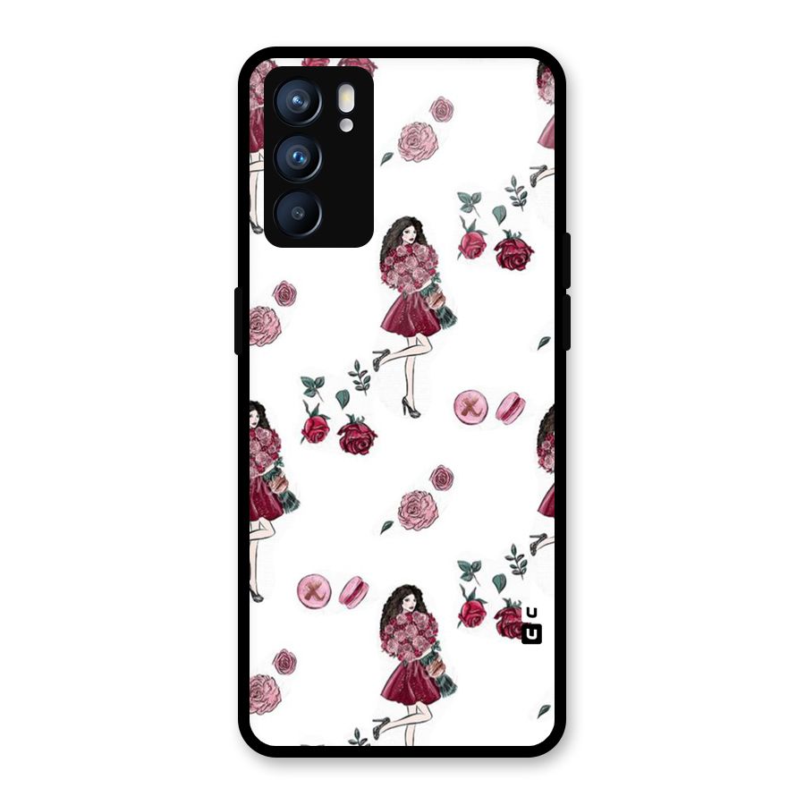 Girl With Flowers Glass Back Case for Oppo Reno6 5G