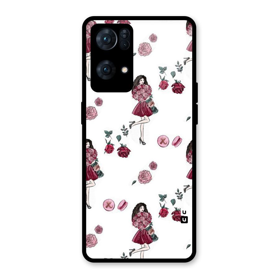Girl With Flowers Glass Back Case for Oppo Reno7 Pro 5G