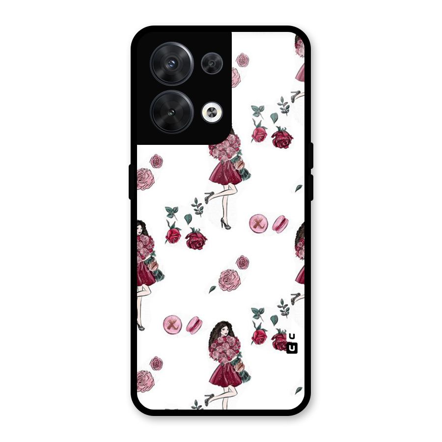 Girl With Flowers Glass Back Case for Oppo Reno8 5G