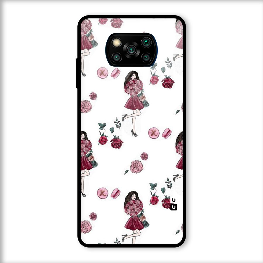 Girl With Flowers Glass Back Case for Poco X3