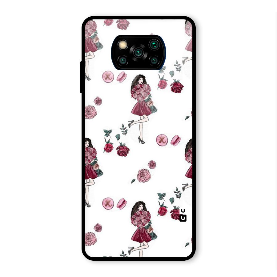 Girl With Flowers Glass Back Case for Poco X3 Pro