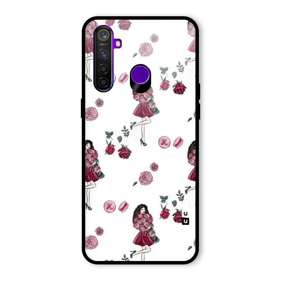 Girl With Flowers Glass Back Case for Realme 5 Pro