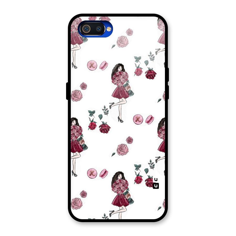 Girl With Flowers Glass Back Case for Realme C2