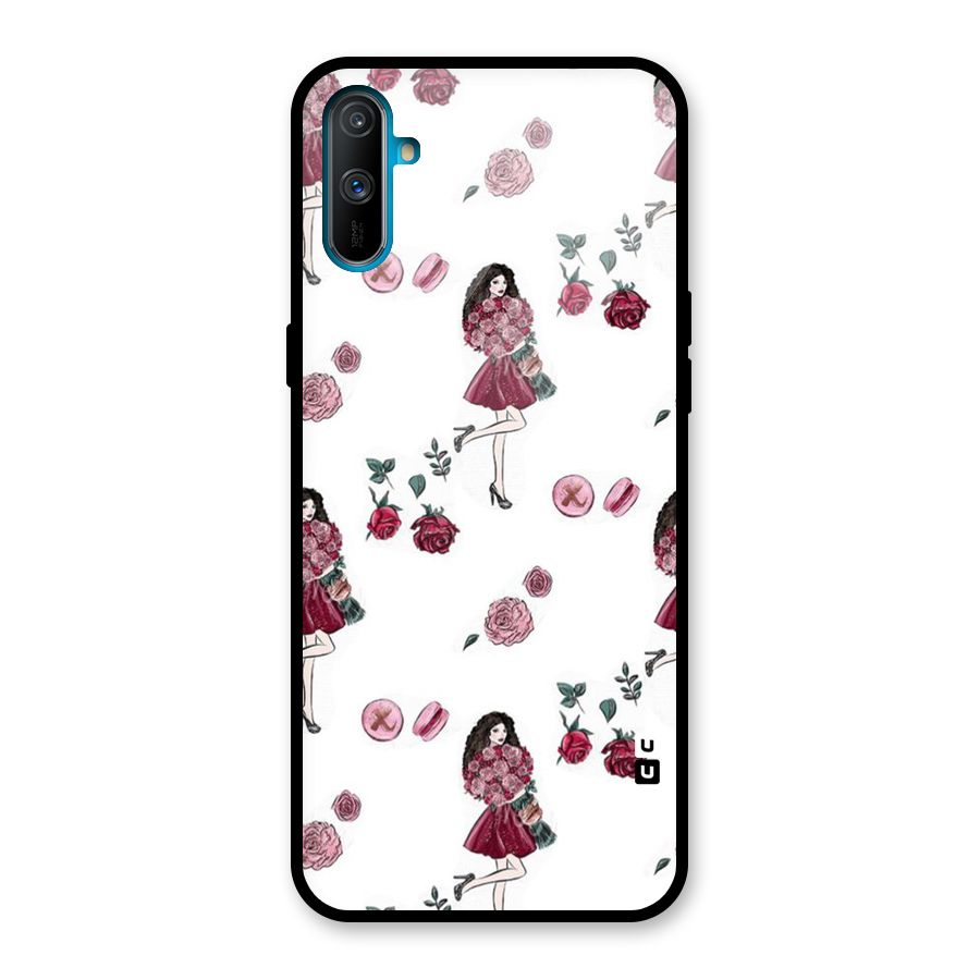 Girl With Flowers Glass Back Case for Realme C3