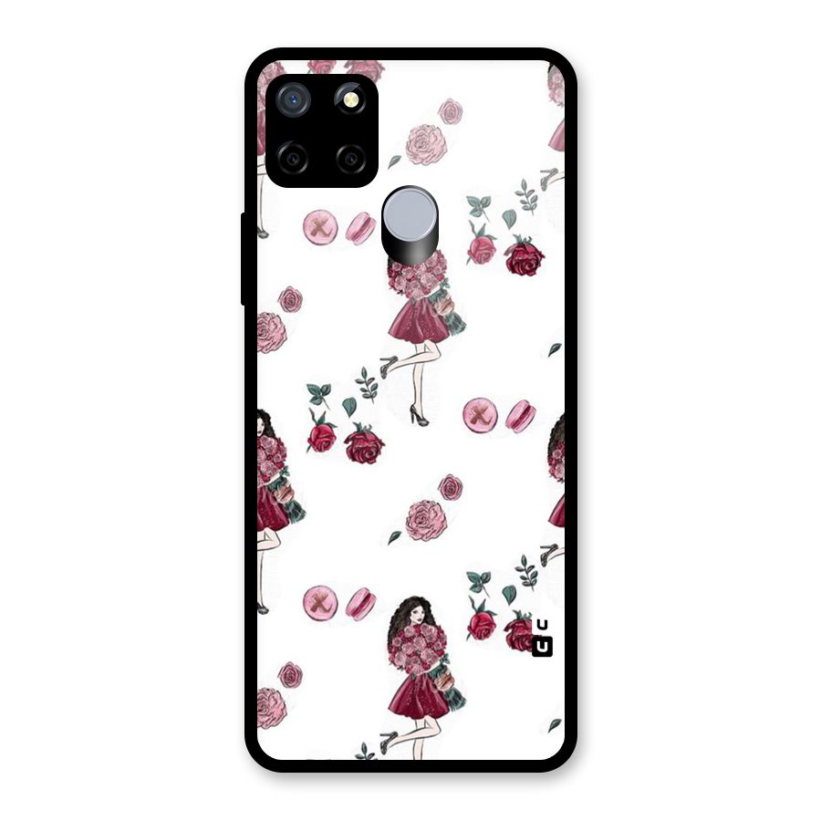 Girl With Flowers Glass Back Case for Realme Narzo 30A