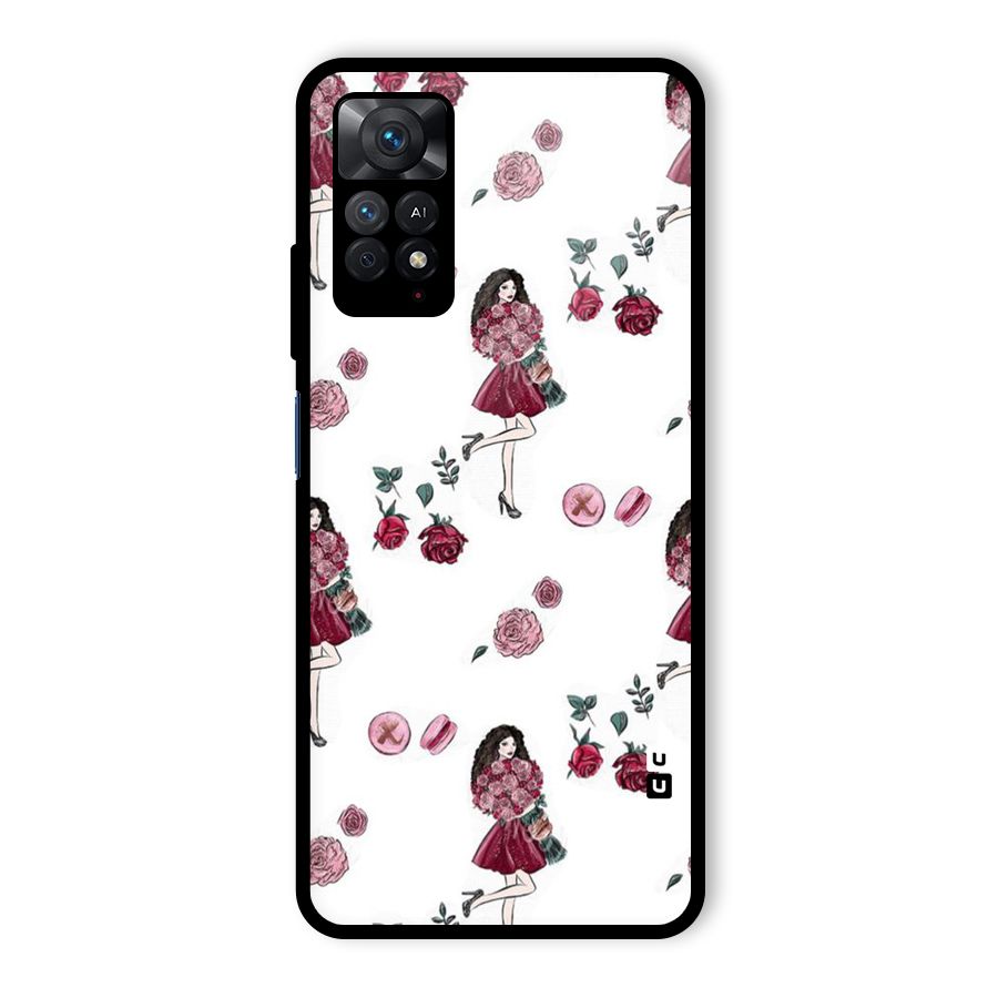 Girl With Flowers Glass Back Case for Redmi Note 11 Pro