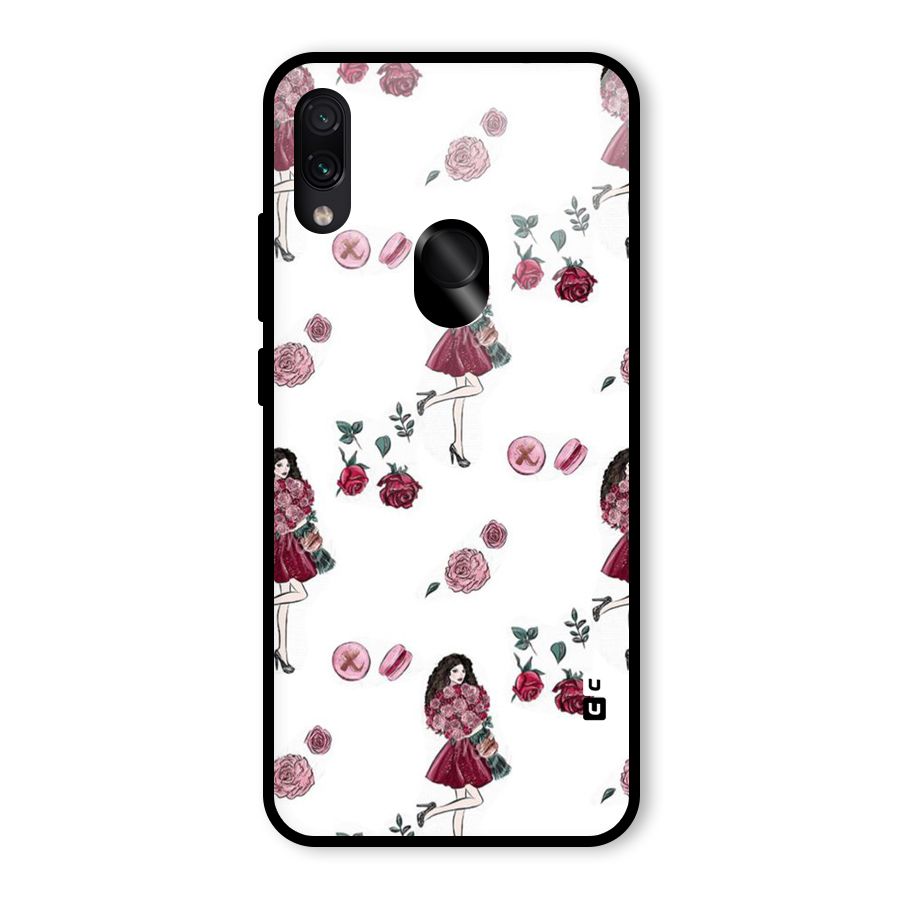 Girl With Flowers Glass Back Case for Redmi Note 7