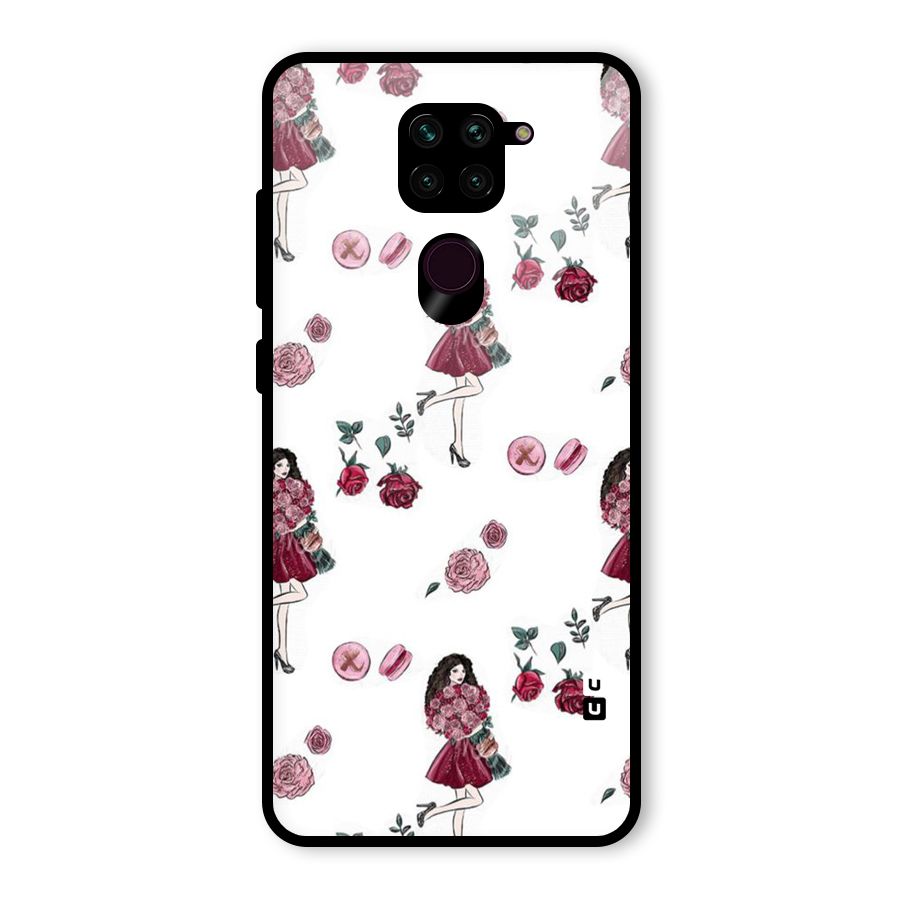 Girl With Flowers Glass Back Case for Redmi Note 9