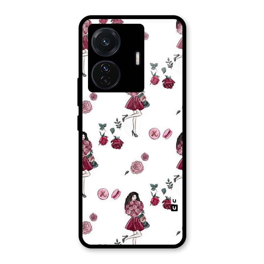 Girl With Flowers Glass Back Case for Vivo T1 Pro