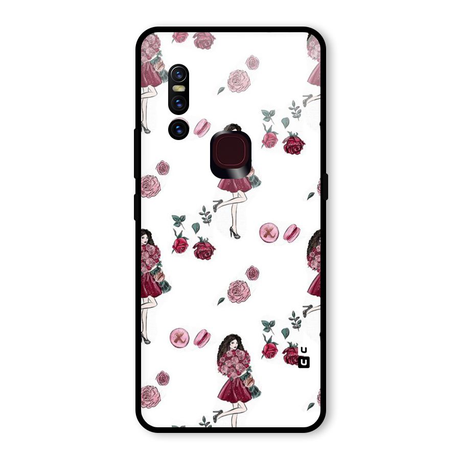 Girl With Flowers Glass Back Case for Vivo V15