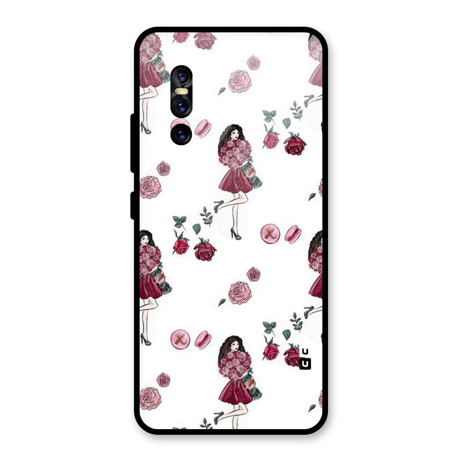 Girl With Flowers Glass Back Case for Vivo V15 Pro