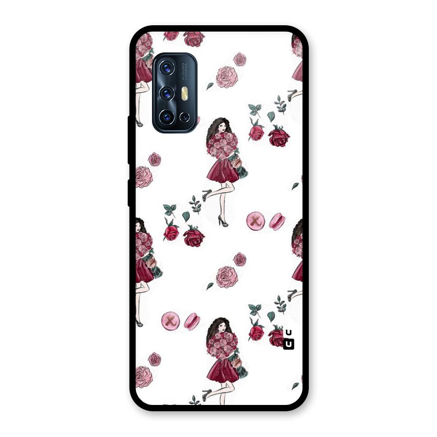 Girl With Flowers Glass Back Case for Vivo V17