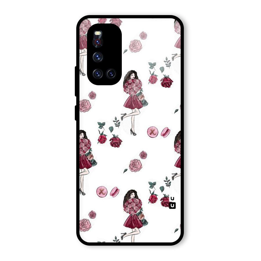 Girl With Flowers Glass Back Case for Vivo V19