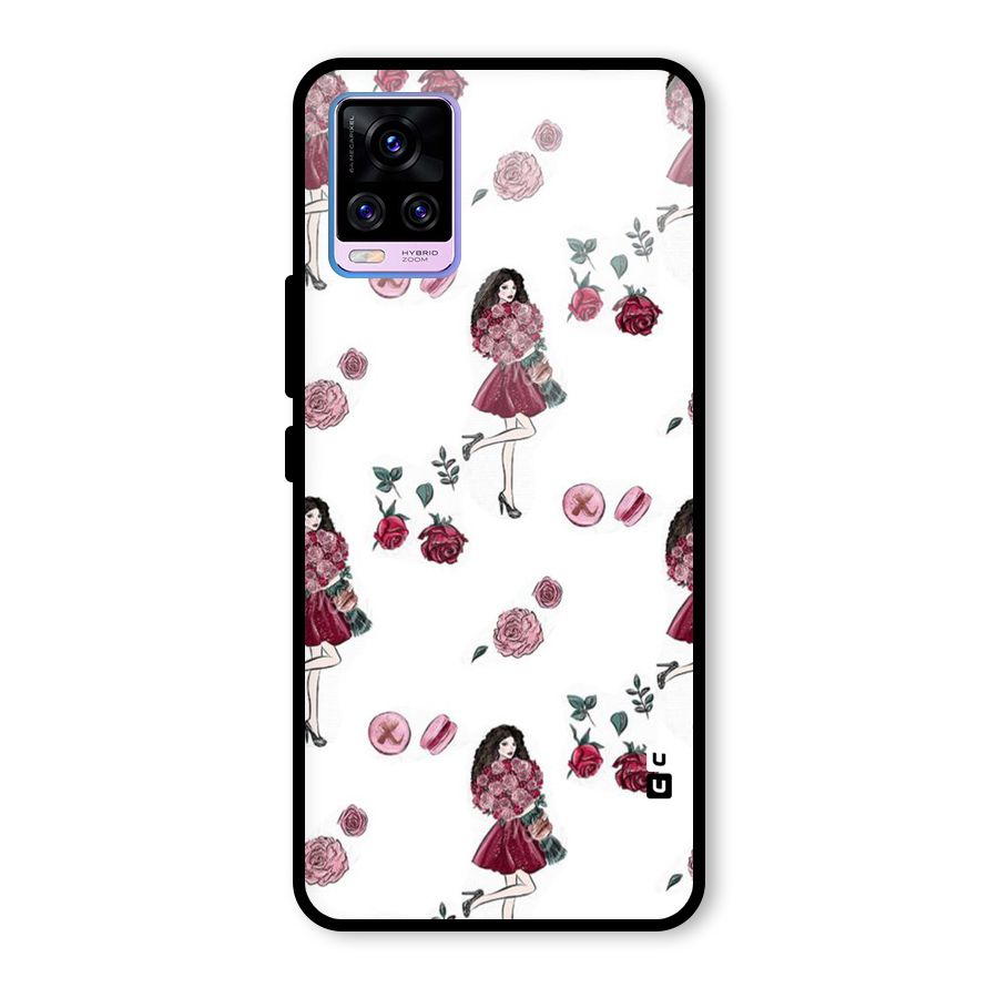 Girl With Flowers Glass Back Case for Vivo V20 Pro