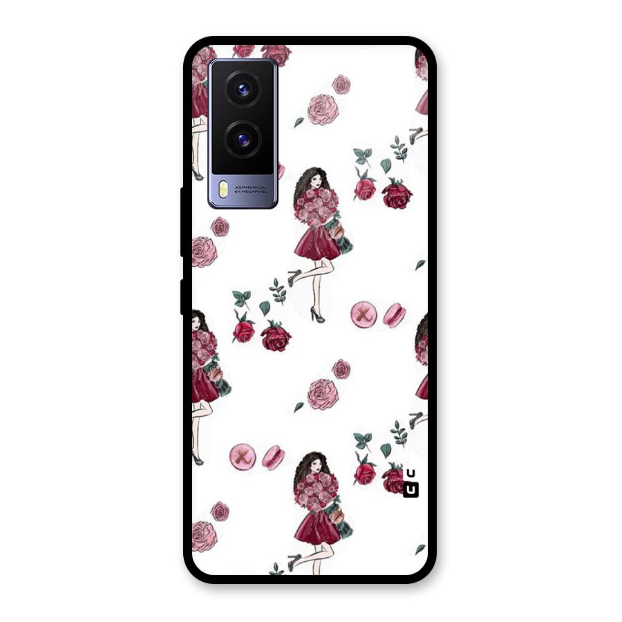 Girl With Flowers Glass Back Case for Vivo V21e 5G