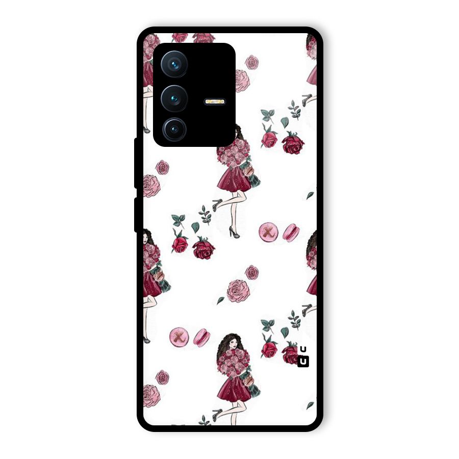 Girl With Flowers Glass Back Case for Vivo V23 Pro