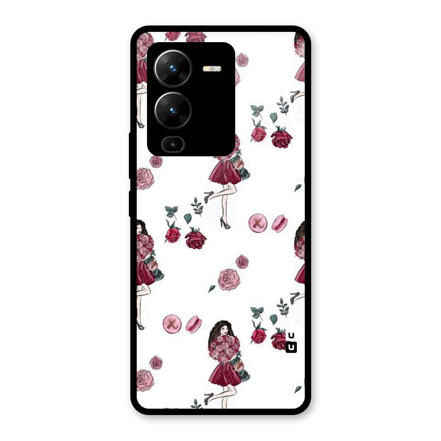 Girl With Flowers Glass Back Case for Vivo V25 Pro