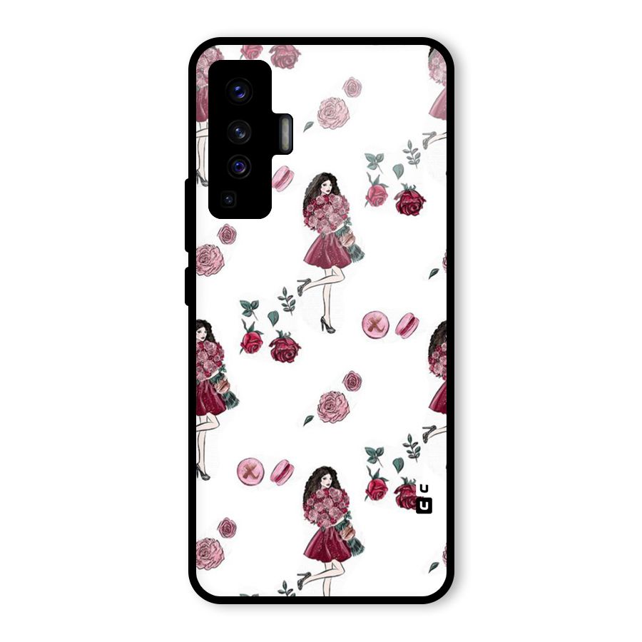 Girl With Flowers Glass Back Case for Vivo X50