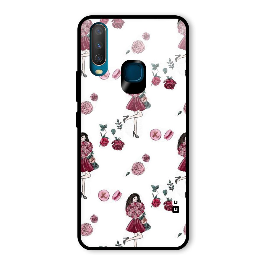 Girl With Flowers Glass Back Case for Vivo Y12