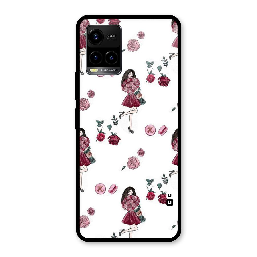 Girl With Flowers Glass Back Case for Vivo Y21T