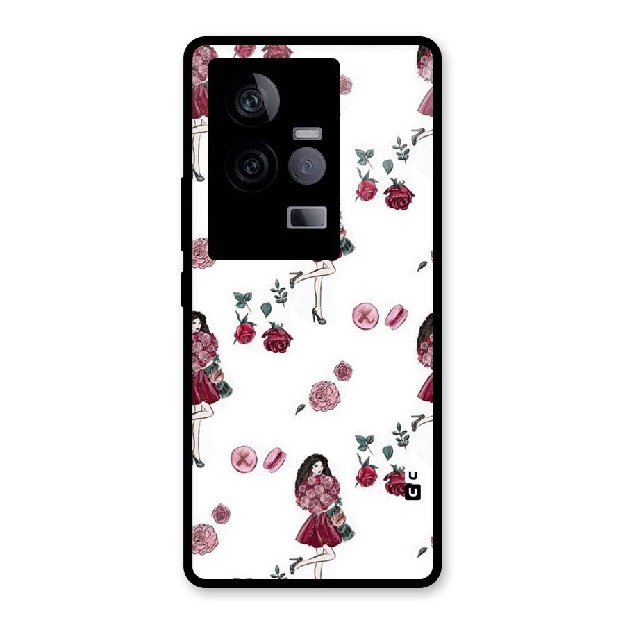 Girl With Flowers Glass Back Case for Vivo iQOO 11 5G